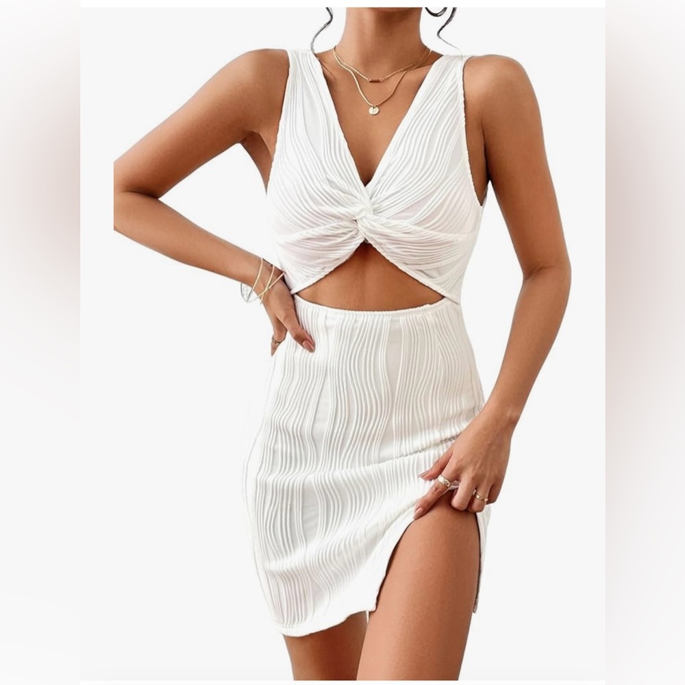 Verdusa white cut out dress